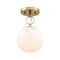 Designers Fountain Wine Flower 7in. 1-Light Brushed Gold Glam Semi Flush Mount with White Art Glass Shade for Bedrooms D329M-SF-BG - alternate 4